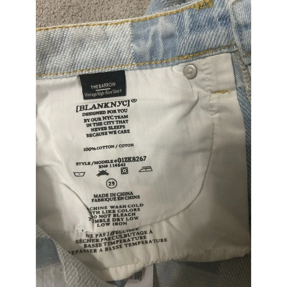 BLANK NYC The Barrow Vintage High Rise Short Patchwork Design Size 29 NWT